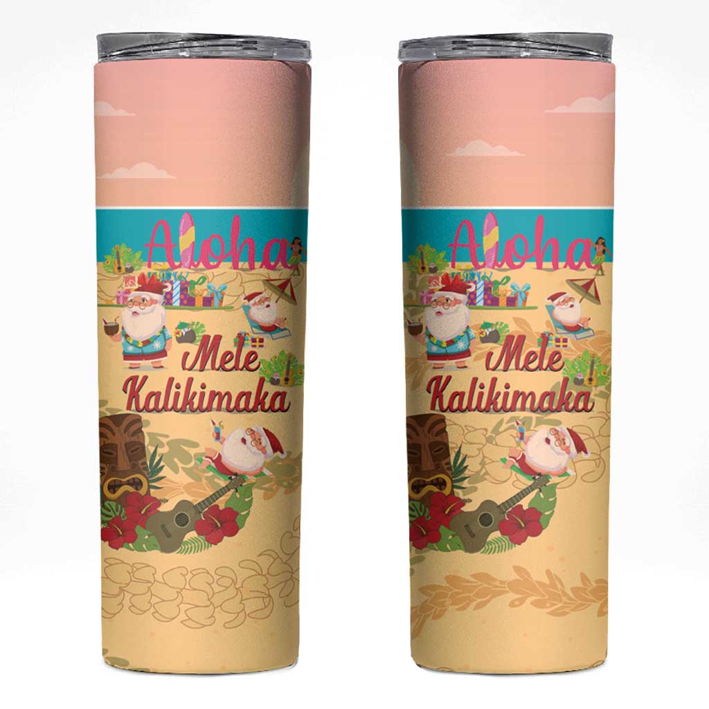 Aloha Hawaii Mele Kalikimaka Skinny Tumbler Beachy Funny Santa Hawaiian Lei LT14 Yellow - Polynesian Pride