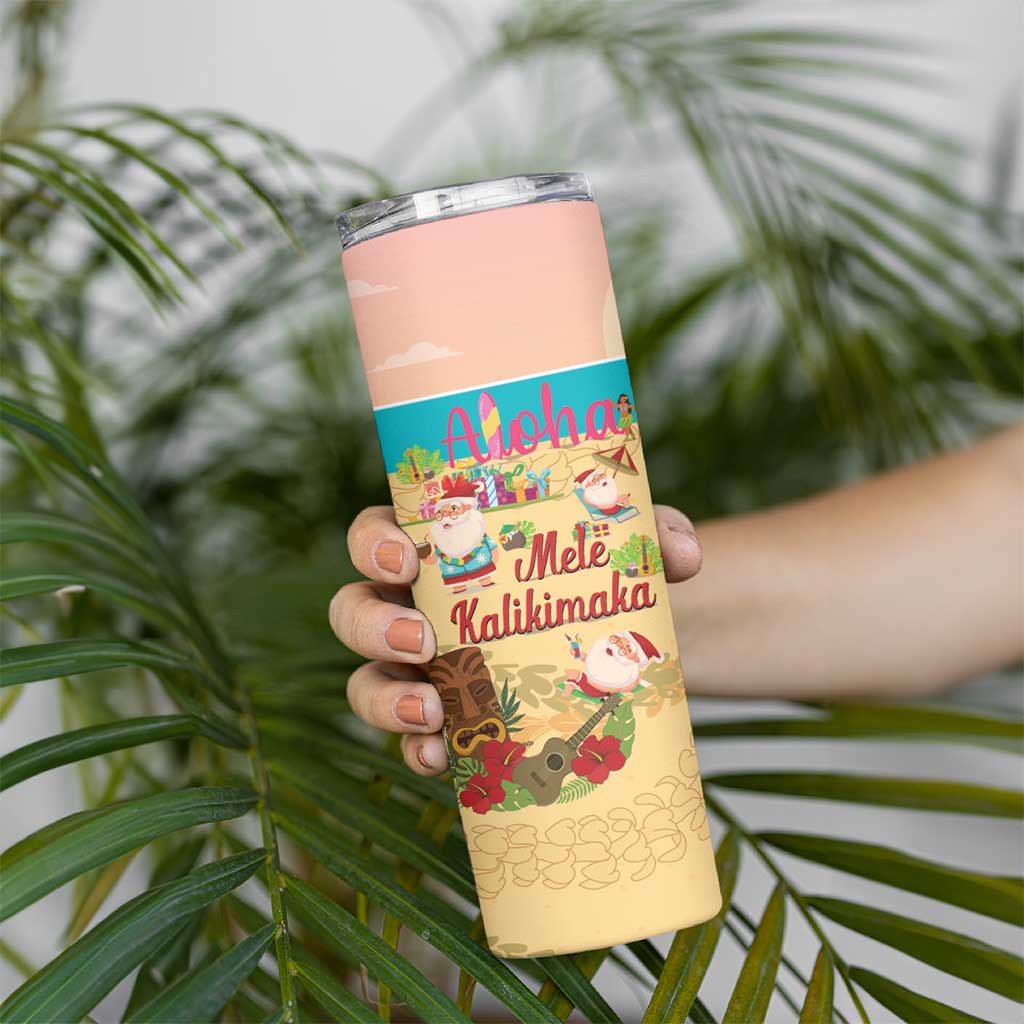 Aloha Hawaii Mele Kalikimaka Skinny Tumbler Beachy Funny Santa Hawaiian Lei LT14 - Polynesian Pride