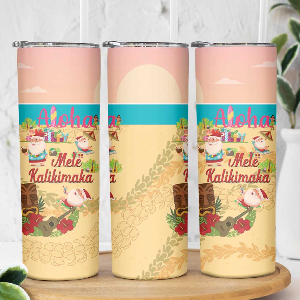 Aloha Hawaii Mele Kalikimaka Skinny Tumbler Beachy Funny Santa Hawaiian Lei LT14 - Polynesian Pride