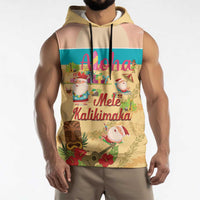 Aloha Hawaii Mele Kalikimaka Sleeveless Hoodie Beachy Funny Santa Hawaiian Lei LT14 - Polynesian Pride