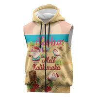 Aloha Hawaii Mele Kalikimaka Sleeveless Zip Hoodie Beachy Funny Santa Hawaiian Lei LT14 Yellow - Polynesian Pride