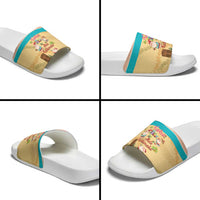 Aloha Hawaii Mele Kalikimaka Slide Sandals Beachy Funny Santa Hawaiian Lei - Polynesian Pride