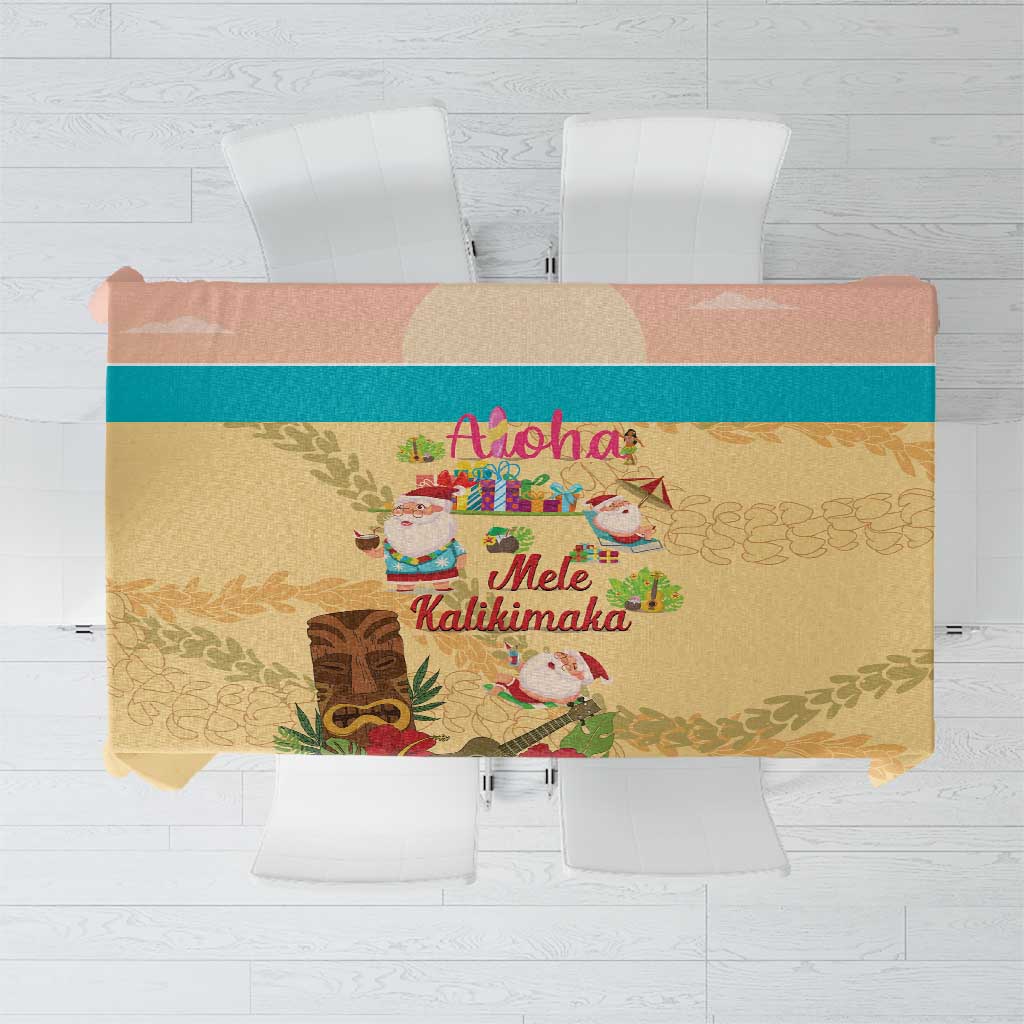 Aloha Hawaii Mele Kalikimaka Tablecloth Beachy Funny Santa Hawaiian Lei LT14 Yellow - Polynesian Pride