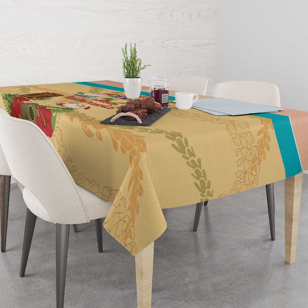 Aloha Hawaii Mele Kalikimaka Tablecloth Beachy Funny Santa Hawaiian Lei LT14 - Polynesian Pride