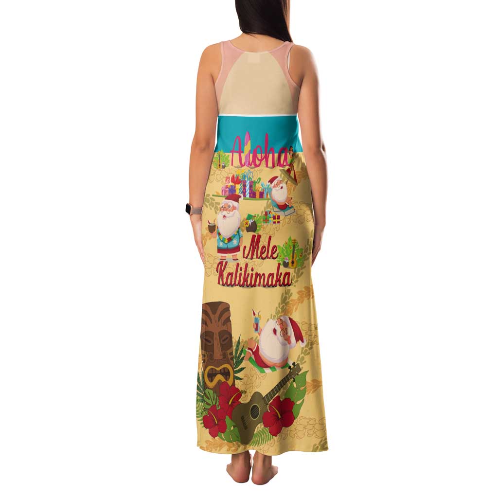 Aloha Hawaii Mele Kalikimaka Tank Maxi Dress Beachy Funny Santa Hawaiian Lei LT14 - Polynesian Pride