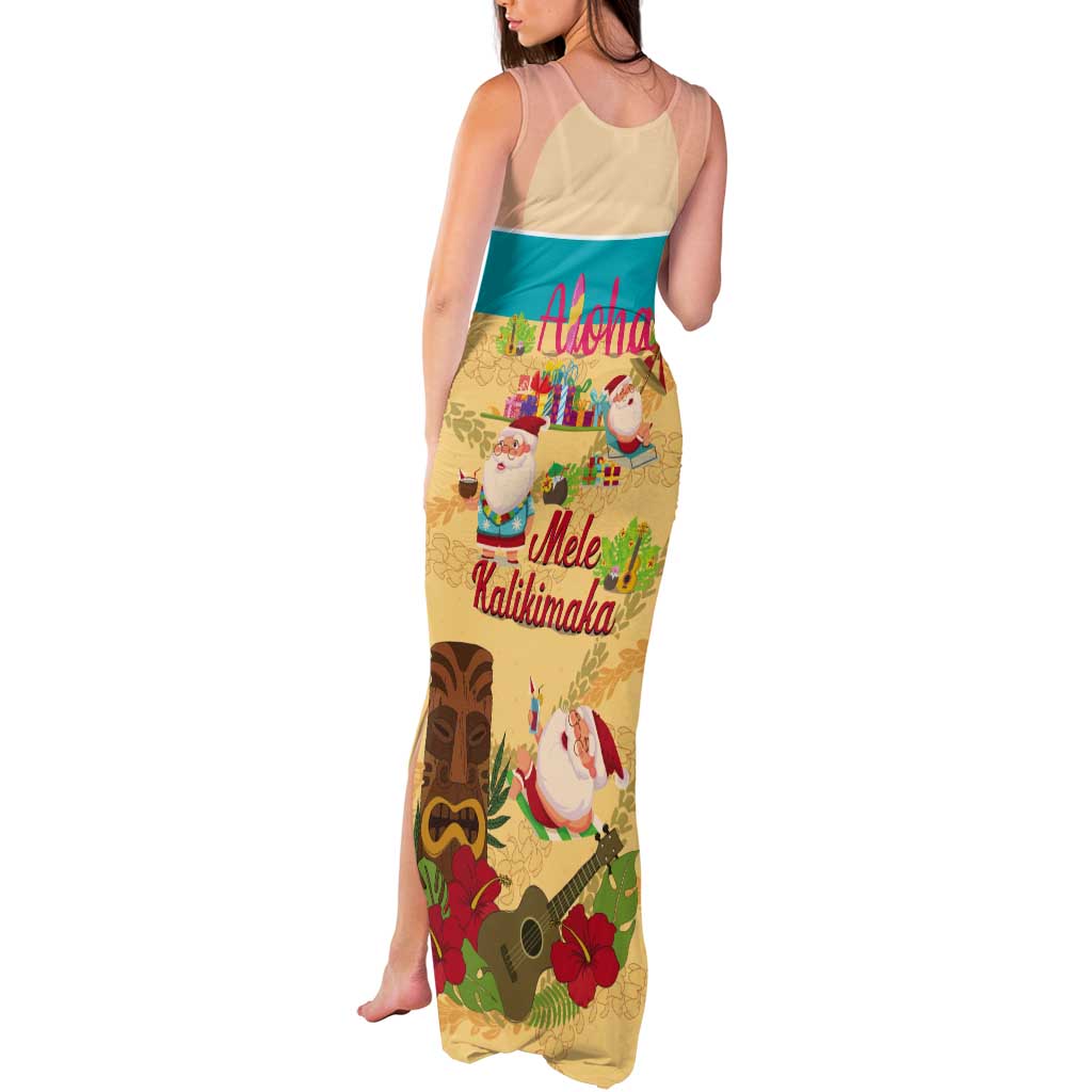 Aloha Hawaii Mele Kalikimaka Tank Maxi Dress Beachy Funny Santa Hawaiian Lei LT14 - Polynesian Pride