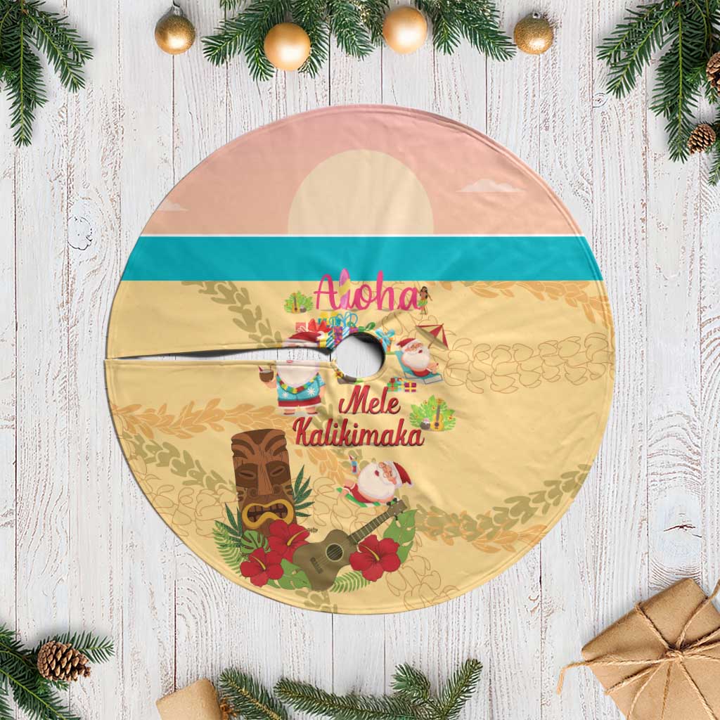 Aloha Hawaii Mele Kalikimaka Tree Skirt Beachy Funny Santa Hawaiian Lei LT14 Casual Yellow - Polynesian Pride