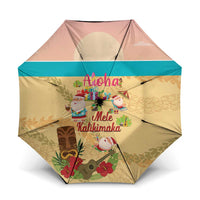 Aloha Hawaii Mele Kalikimaka Umbrella Beachy Funny Santa Hawaiian Lei LT14 One Size Folded 11.42 inch Opened Diameter 37.4 inch Yellow - Polynesian Pride