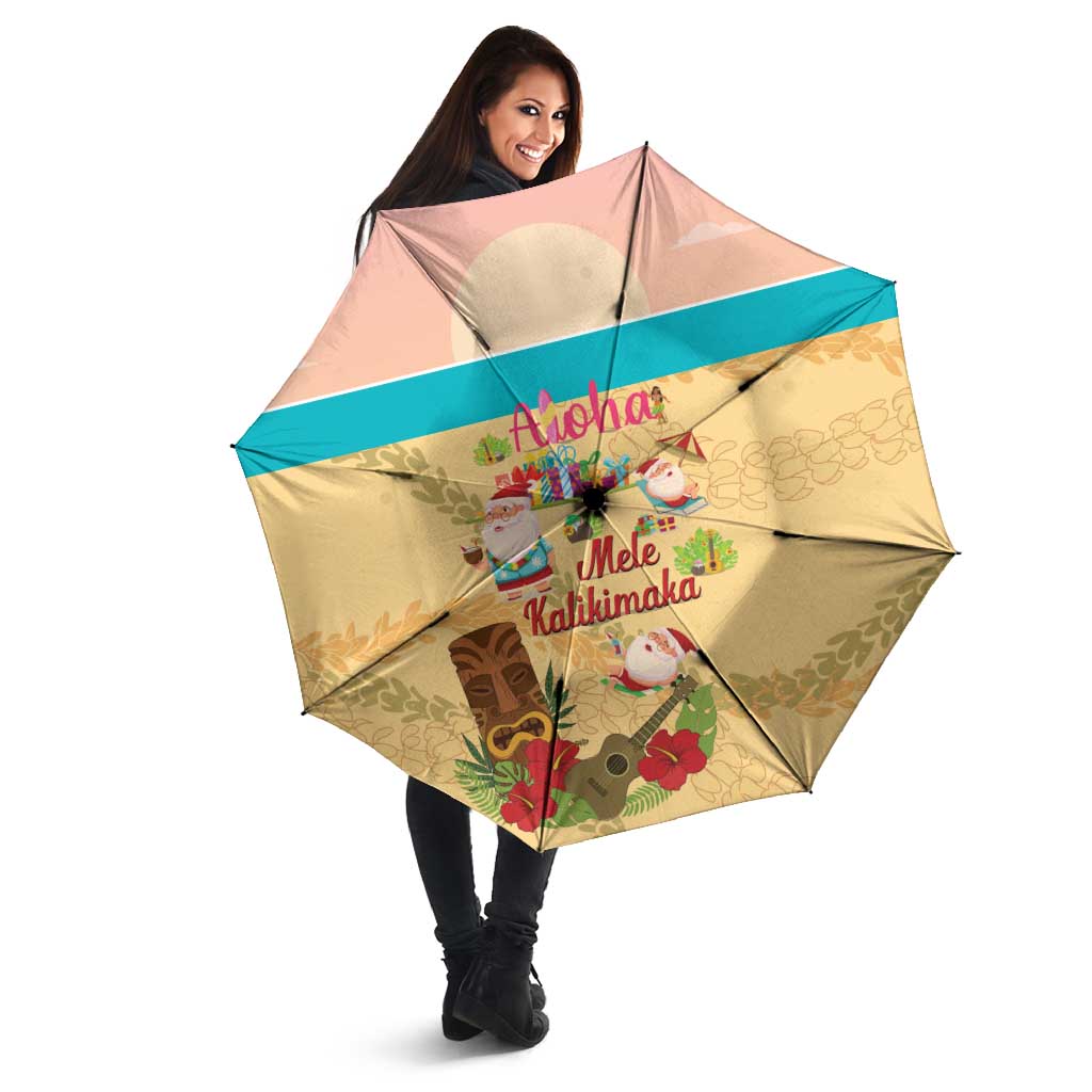 Aloha Hawaii Mele Kalikimaka Umbrella Beachy Funny Santa Hawaiian Lei LT14 - Polynesian Pride