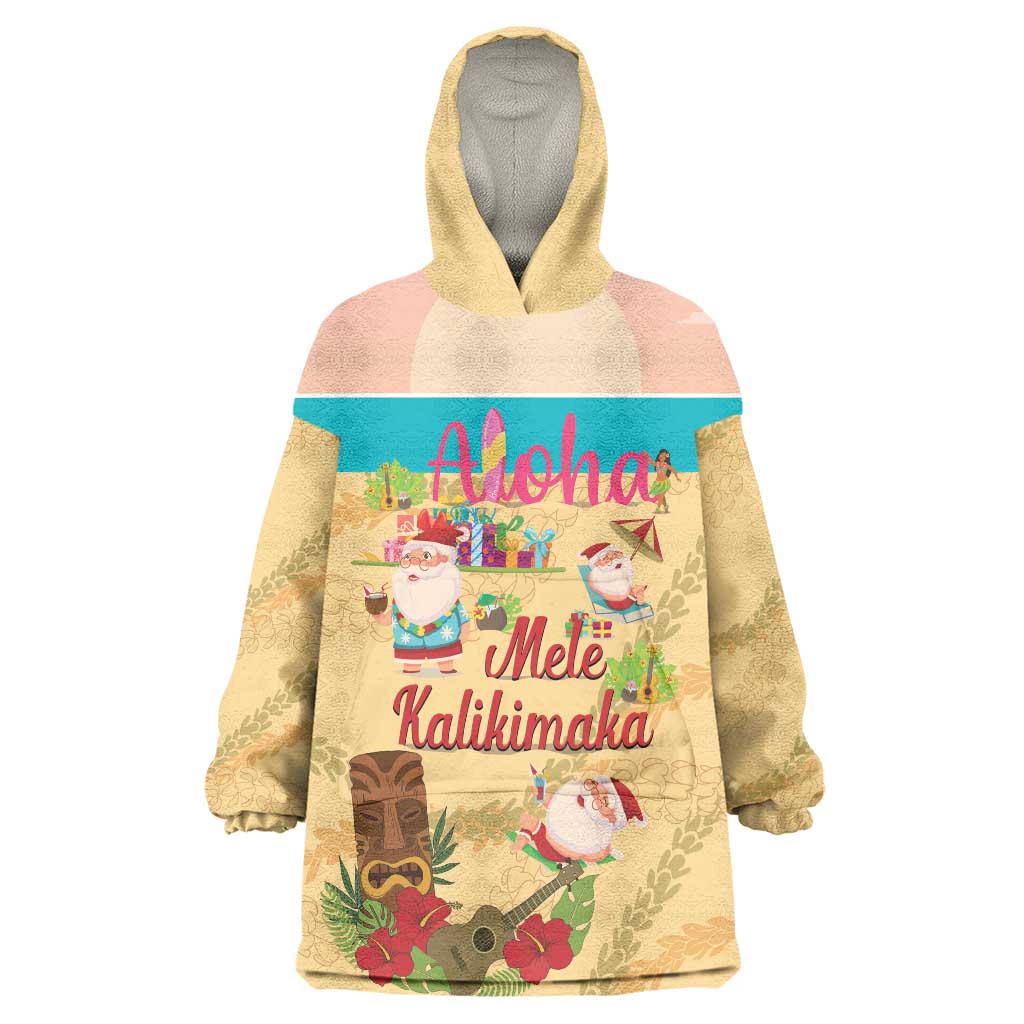 Aloha Hawaii Mele Kalikimaka Wearable Blanket Hoodie Beachy Funny Santa Hawaiian Lei LT14 One Size Yellow - Polynesian Pride