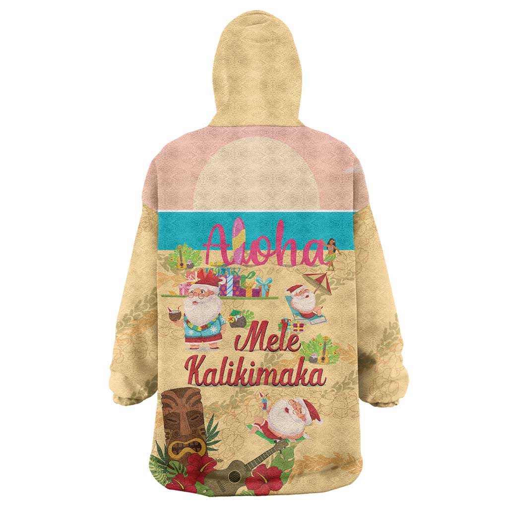 Aloha Hawaii Mele Kalikimaka Wearable Blanket Hoodie Beachy Funny Santa Hawaiian Lei LT14 - Polynesian Pride