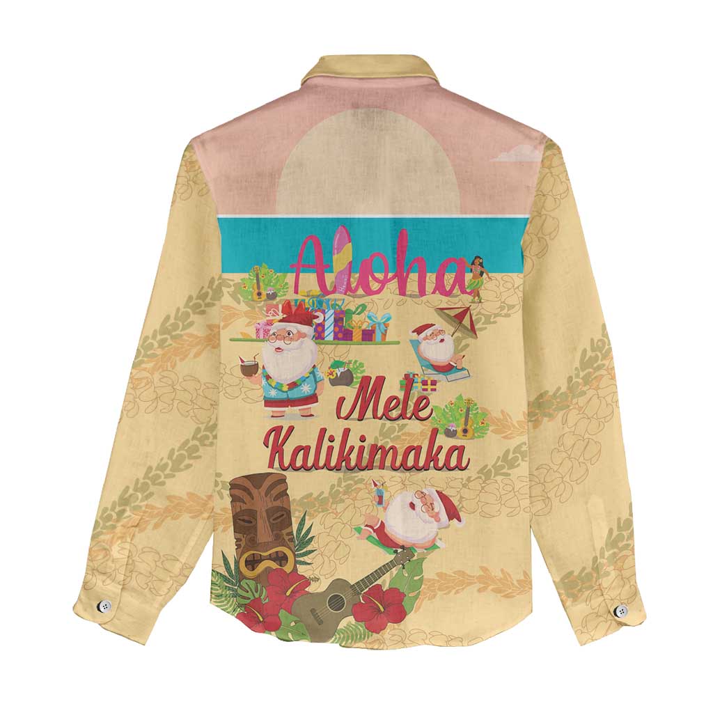Aloha Hawaii Mele Kalikimaka Women Casual Shirt Beachy Funny Santa Hawaiian Lei - Polynesian Pride