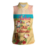 Aloha Hawaii Mele Kalikimaka Women Sleeveless Polo Shirt Beachy Funny Santa Hawaiian Lei LT14 Female Yellow - Polynesian Pride