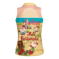 Aloha Hawaii Mele Kalikimaka Women Sleeveless Polo Shirt Beachy Funny Santa Hawaiian Lei LT14 - Polynesian Pride