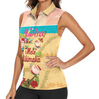 Aloha Hawaii Mele Kalikimaka Women Sleeveless Polo Shirt Beachy Funny Santa Hawaiian Lei LT14 - Polynesian Pride