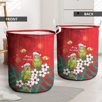 New Zealand Kakapo Christmas Laundry Basket Owl Parrot Santa Sliver Fern Manuka - Red LT14 - Polynesian Pride