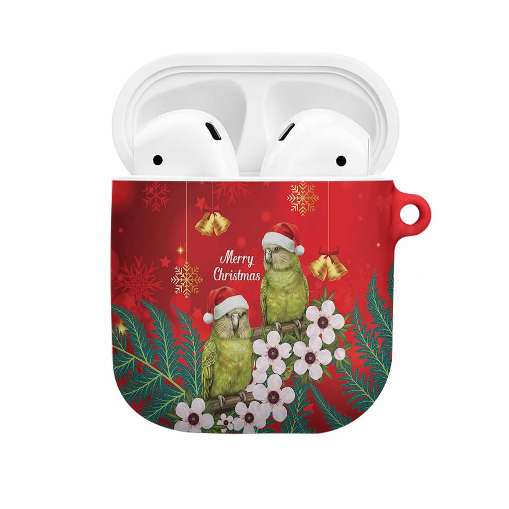 New Zealand Kakapo Christmas AirPods Case Owl Parrot Santa Sliver Fern Manuka - Red LT14 Red - Polynesian Pride