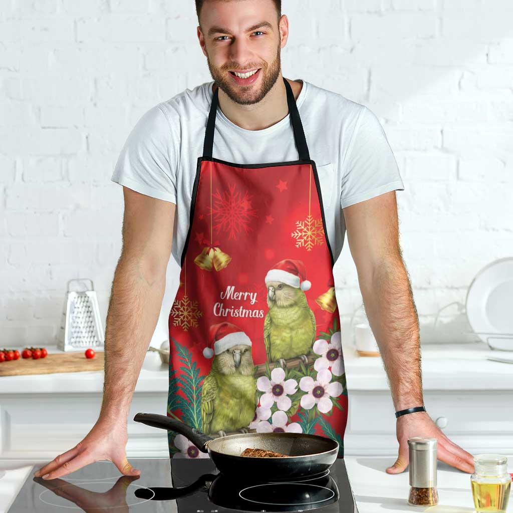New Zealand Kakapo Christmas Apron Owl Parrot Santa Sliver Fern Manuka - Red LT14 - Polynesian Pride