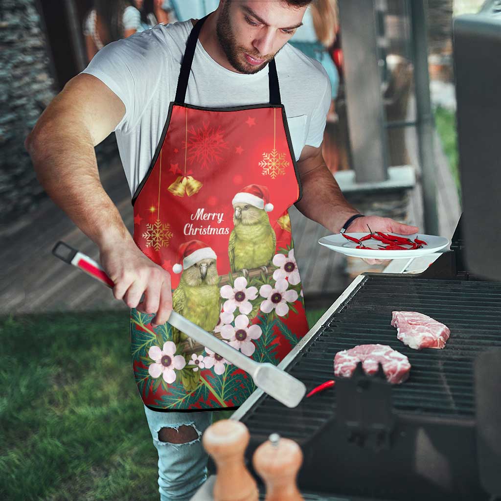 New Zealand Kakapo Christmas Apron Owl Parrot Santa Sliver Fern Manuka - Red LT14 - Polynesian Pride