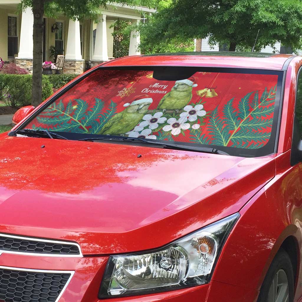 New Zealand Kakapo Christmas Auto Sun Shade Owl Parrot Santa Sliver Fern Manuka - Red LT14 - Polynesian Pride