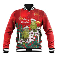 New Zealand Kakapo Christmas Baseball Jacket Owl Parrot Santa Sliver Fern Manuka - Red LT14 Unisex Red - Polynesian Pride