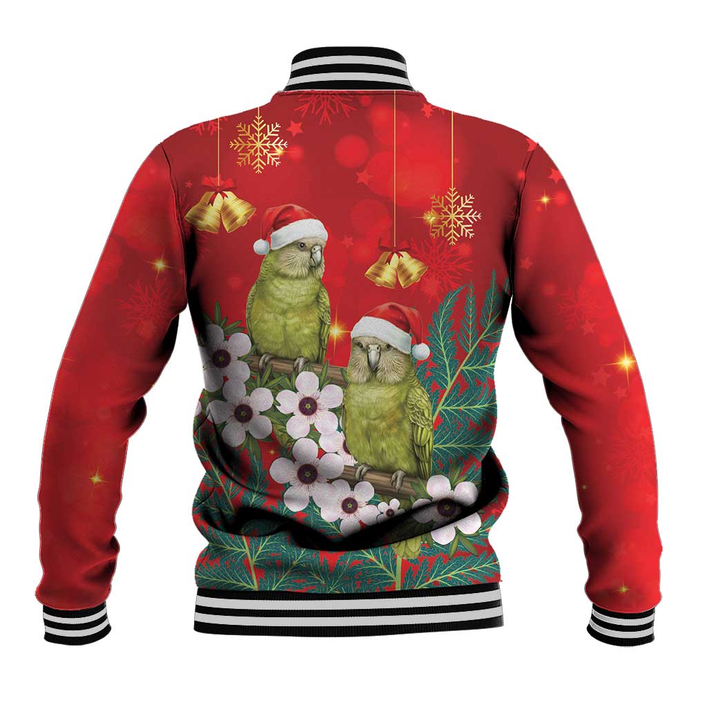New Zealand Kakapo Christmas Baseball Jacket Owl Parrot Santa Sliver Fern Manuka - Red LT14 - Polynesian Pride