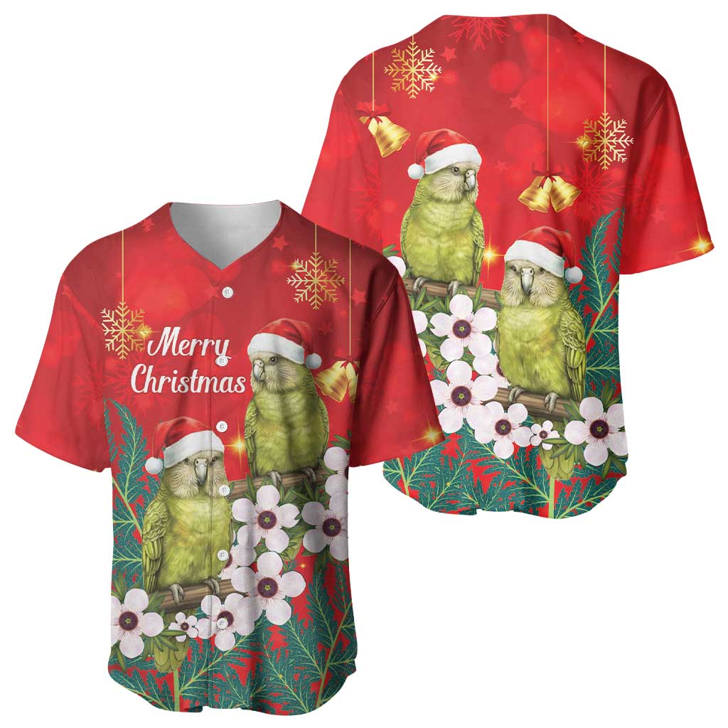 New Zealand Kakapo Christmas Baseball Jersey Owl Parrot Santa Sliver Fern Manuka - Red LT14 - Polynesian Pride