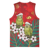 New Zealand Kakapo Christmas Basketball Jersey Owl Parrot Santa Sliver Fern Manuka - Red LT14 - Polynesian Pride