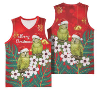 New Zealand Kakapo Christmas Basketball Jersey Owl Parrot Santa Sliver Fern Manuka - Red LT14 - Polynesian Pride