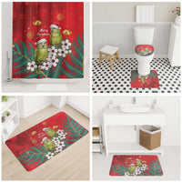 New Zealand Kakapo Christmas Bathroom Set Owl Parrot Santa Sliver Fern Manuka - Red LT14 - Polynesian Pride