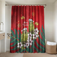 New Zealand Kakapo Christmas Bathroom Set Owl Parrot Santa Sliver Fern Manuka - Red LT14 Shower Curtain Only Red - Polynesian Pride