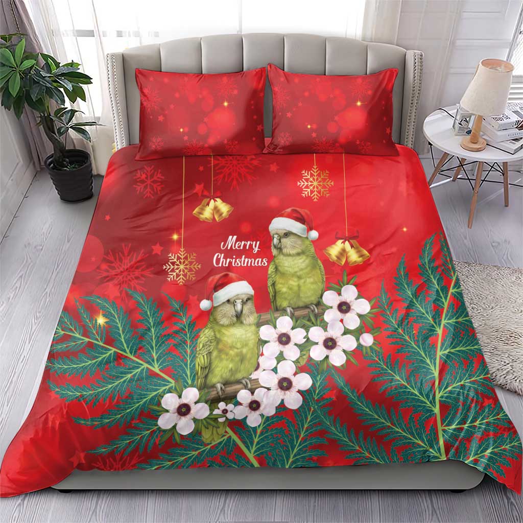 New Zealand Kakapo Christmas Bedding Set Owl Parrot Santa Sliver Fern Manuka - Red LT14 - Polynesian Pride