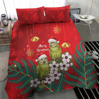New Zealand Kakapo Christmas Bedding Set Owl Parrot Santa Sliver Fern Manuka - Red LT14 - Polynesian Pride