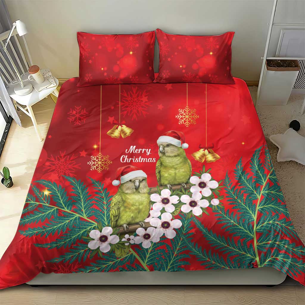 New Zealand Kakapo Christmas Bedding Set Owl Parrot Santa Sliver Fern Manuka - Red LT14 - Polynesian Pride