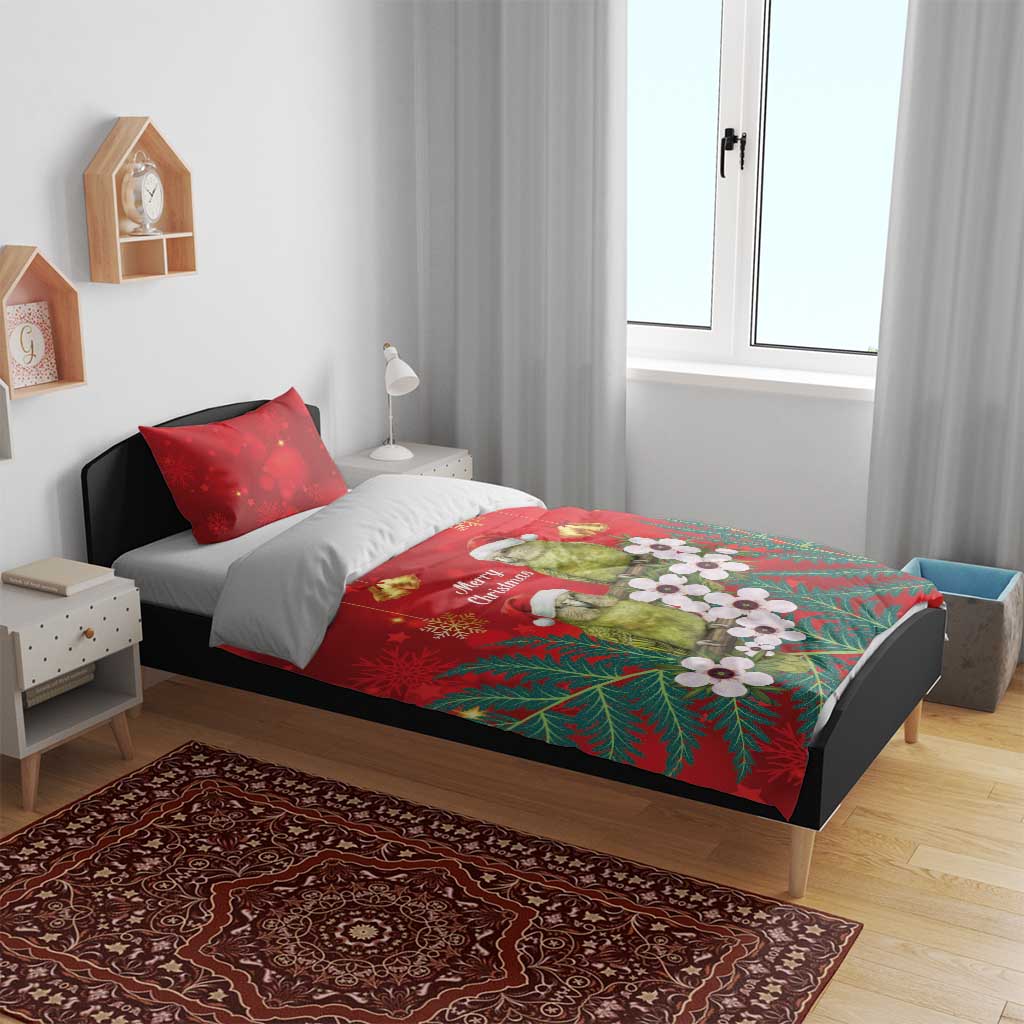 New Zealand Kakapo Christmas Bedding Set Owl Parrot Santa Sliver Fern Manuka - Red LT14 - Polynesian Pride