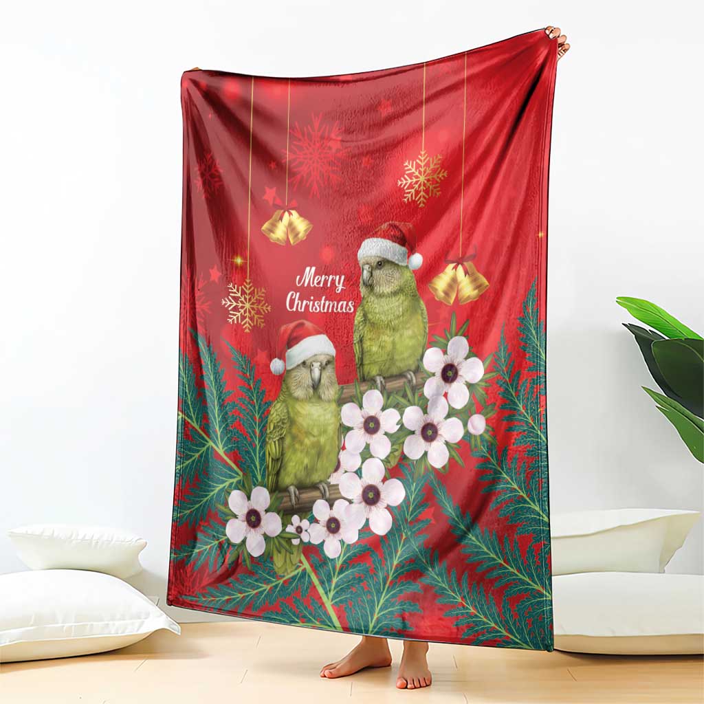 New Zealand Kakapo Christmas Blanket Owl Parrot Santa Sliver Fern Manuka - Red LT14 - Polynesian Pride