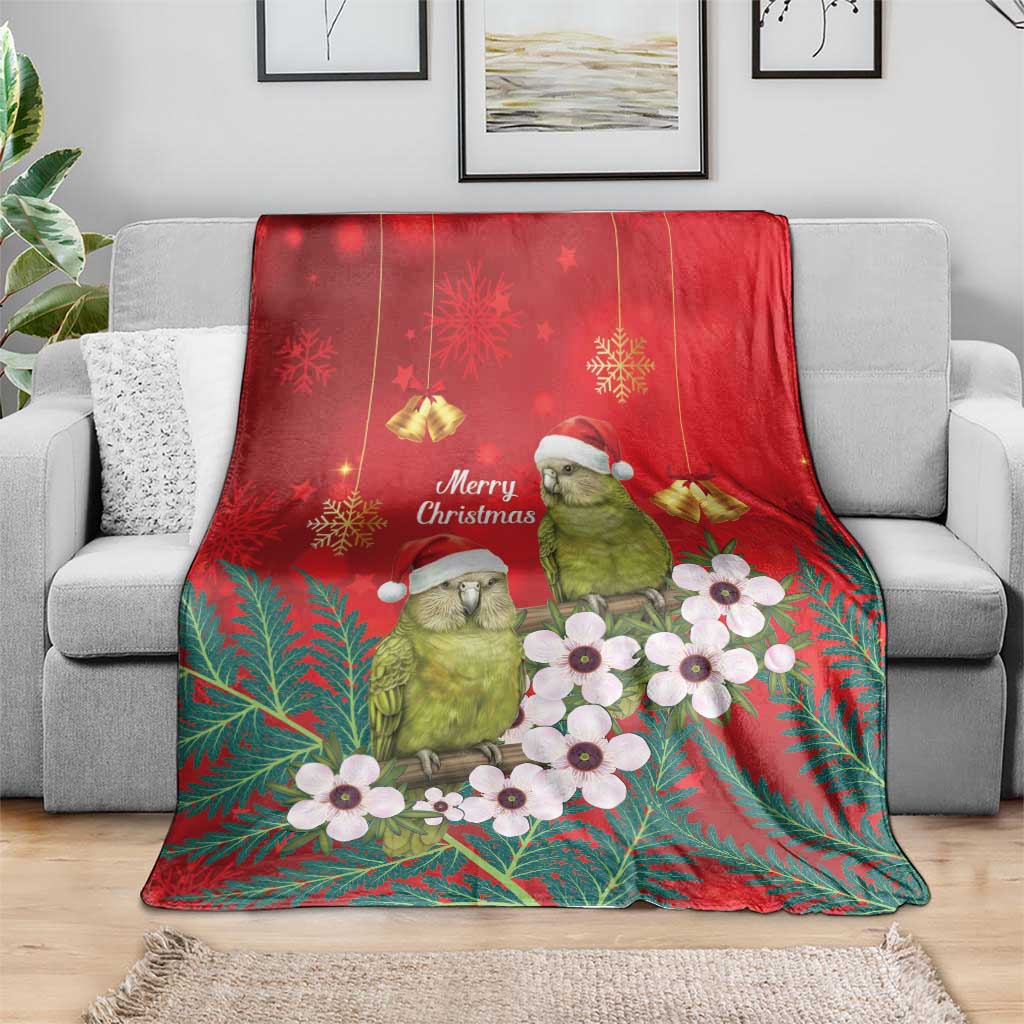 New Zealand Kakapo Christmas Blanket Owl Parrot Santa Sliver Fern Manuka - Red LT14 - Polynesian Pride