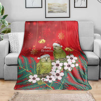 New Zealand Kakapo Christmas Blanket Owl Parrot Santa Sliver Fern Manuka - Red LT14 - Polynesian Pride
