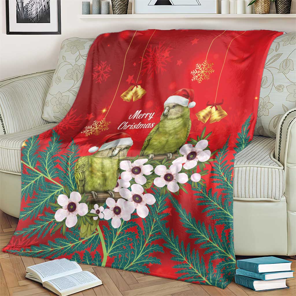 New Zealand Kakapo Christmas Blanket Owl Parrot Santa Sliver Fern Manuka - Red LT14 - Polynesian Pride
