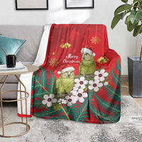 New Zealand Kakapo Christmas Blanket Owl Parrot Santa Sliver Fern Manuka - Red LT14 - Polynesian Pride