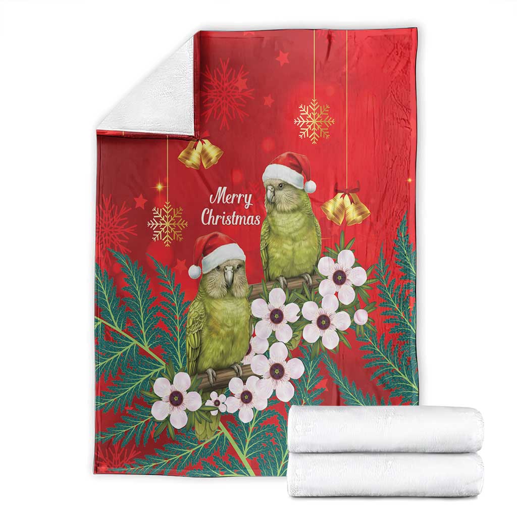 New Zealand Kakapo Christmas Blanket Owl Parrot Santa Sliver Fern Manuka - Red LT14 - Polynesian Pride