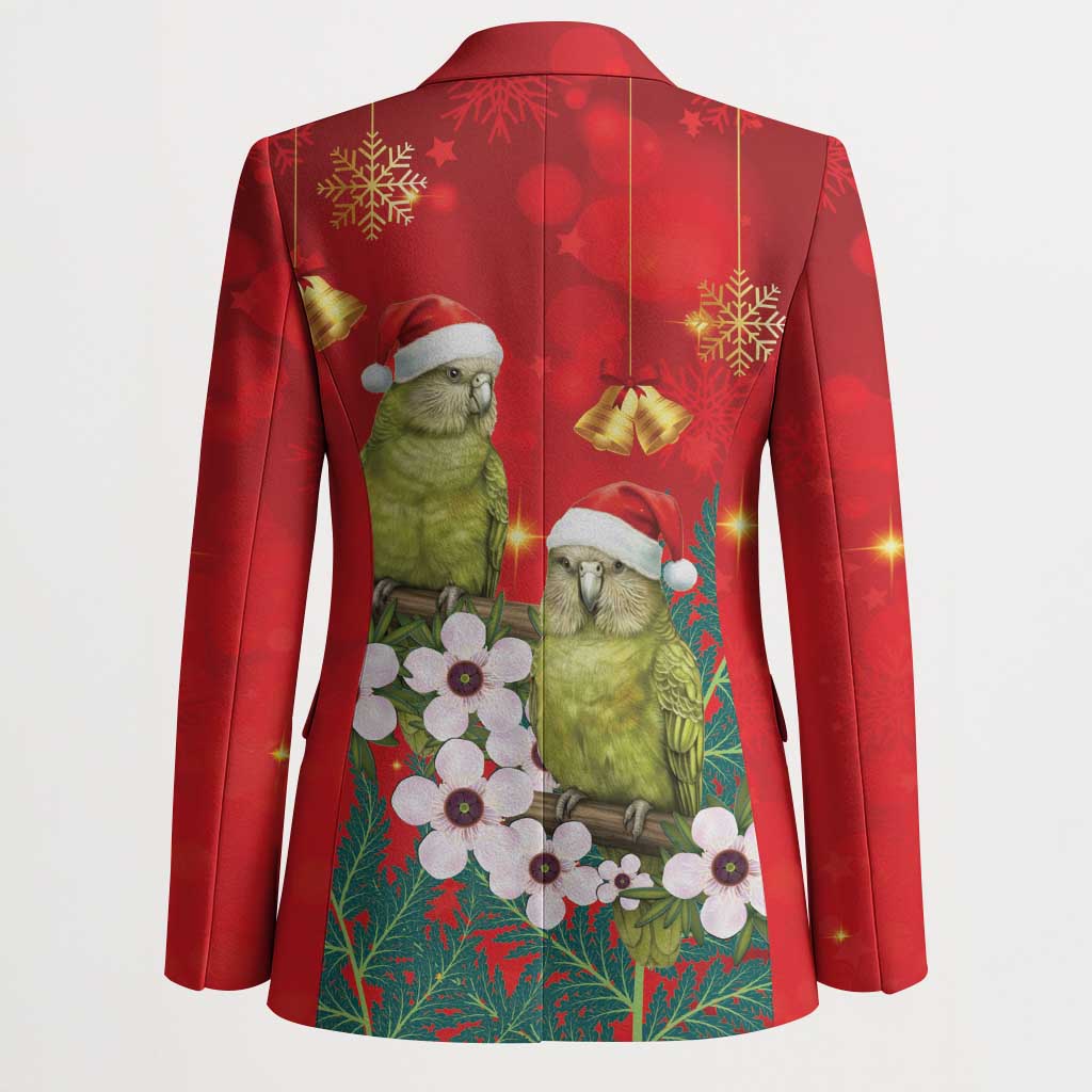 New Zealand Kakapo Christmas Blazer Owl Parrot Santa Sliver Fern Manuka - Red LT14 - Polynesian Pride