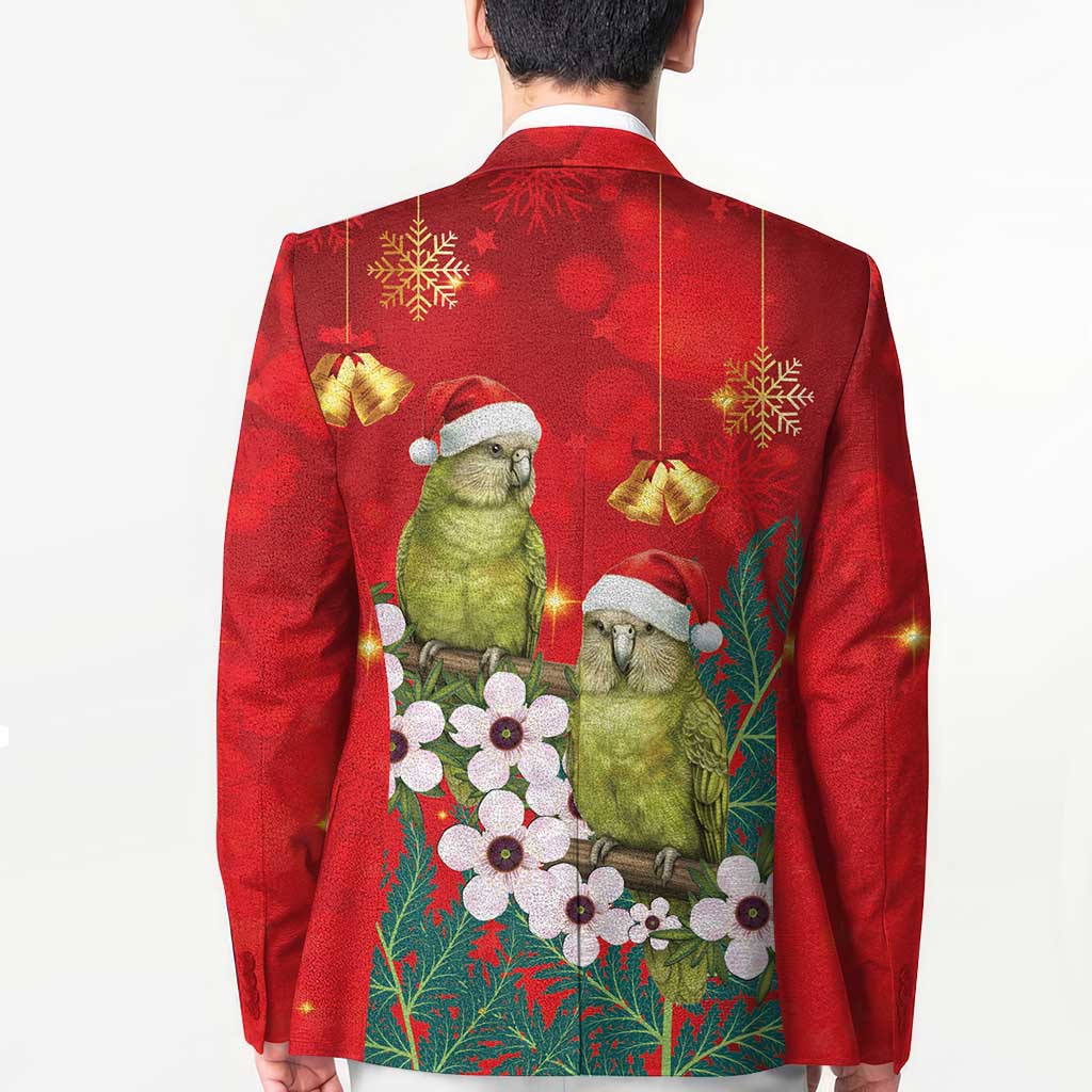 New Zealand Kakapo Christmas Blazer Owl Parrot Santa Sliver Fern Manuka - Red LT14 - Polynesian Pride