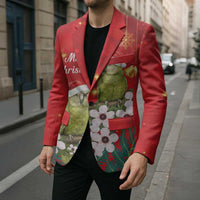 New Zealand Kakapo Christmas Blazer Owl Parrot Santa Sliver Fern Manuka - Red LT14 - Polynesian Pride