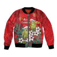 New Zealand Kakapo Christmas Bomber Jacket Owl Parrot Santa Sliver Fern Manuka - Red LT14 Unisex Red - Polynesian Pride