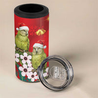 New Zealand Kakapo Christmas 4 in 1 Can Cooler Tumbler Owl Parrot Santa Sliver Fern Manuka - Red LT14 - Polynesian Pride