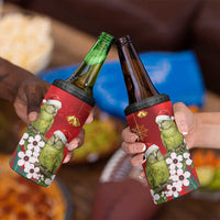 New Zealand Kakapo Christmas 4 in 1 Can Cooler Tumbler Owl Parrot Santa Sliver Fern Manuka - Red LT14 - Polynesian Pride