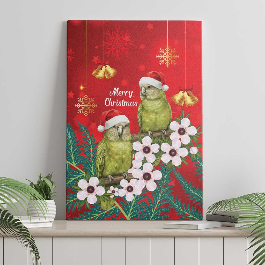 New Zealand Kakapo Christmas Canvas Wall Art Owl Parrot Santa Sliver Fern Manuka - Red LT14 - Polynesian Pride