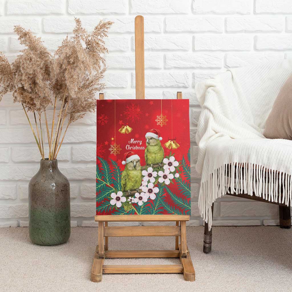 New Zealand Kakapo Christmas Canvas Wall Art Owl Parrot Santa Sliver Fern Manuka - Red LT14 - Polynesian Pride