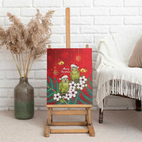 New Zealand Kakapo Christmas Canvas Wall Art Owl Parrot Santa Sliver Fern Manuka - Red LT14 - Polynesian Pride